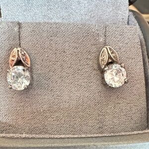 925 Sterling CZ Signed Silver Stud Earrings